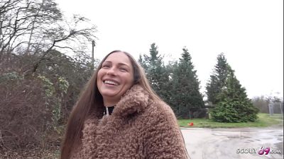 GERMAN SCOUT – PAWG MILF in Wet Look Leggings seduce to First Assfuck Casting